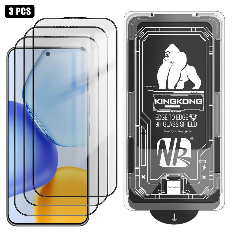 For Honor X60 GT 5G 3pcs Easy Install Box Dust-Free 3D Curved Edge HD Electroplated Explosion-Proof Tempered Glass Film