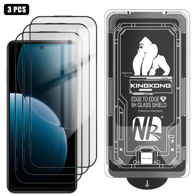 For Huawei Enjoy 80 3pcs Easy Install Box Dust-Free 3D Curved Edge HD Electroplated Explosion-Proof Tempered Glass Film