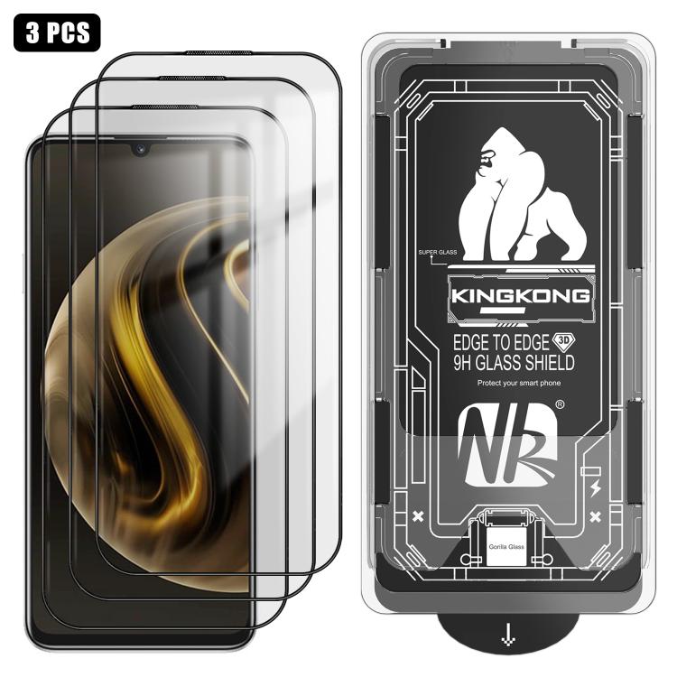For Huawei Enjoy 70 3pcs Easy Install Box Dust-Free 3D Curved Edge HD Electroplated Explosion-Proof Tempered Glass Film