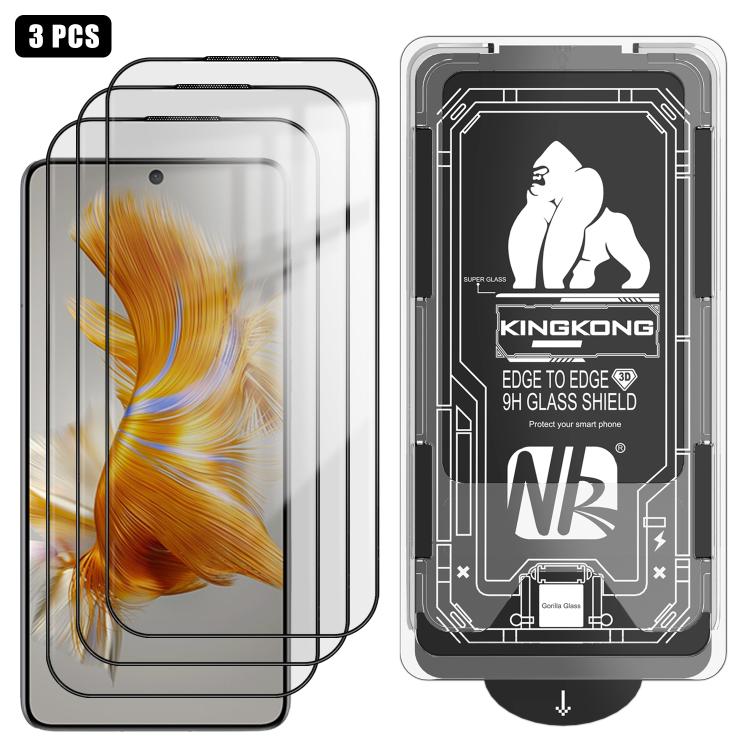 For Huawei Mate 50 3pcs Easy Install Box Dust-Free 3D Curved Edge HD Electroplated Explosion-Proof Tempered Glass Film