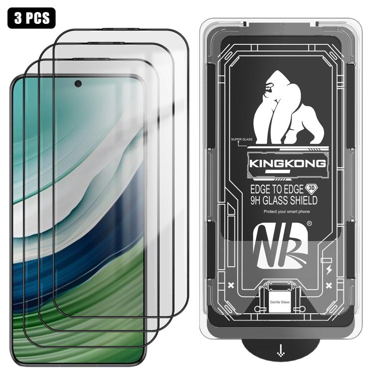 For Huawei Mate 60 3pcs Easy Install Box Dust-Free 3D Curved Edge HD Electroplated Explosion-Proof Tempered Glass Film
