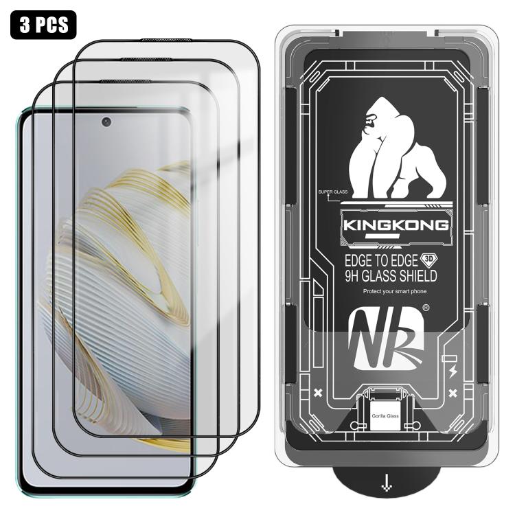 For Huawei nova 10 SE 3pcs Easy Install Box Dust-Free 3D Curved Edge HD Electroplated Explosion-Proof Tempered Glass Film