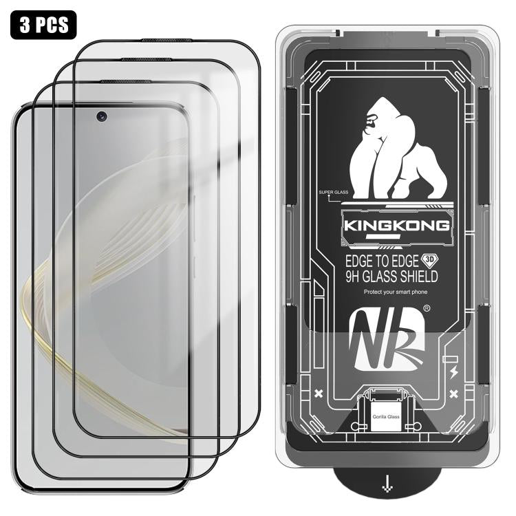 For Huawei nova 11 3pcs Easy Install Box Dust-Free 3D Curved Edge HD Electroplated Explosion-Proof Tempered Glass Film