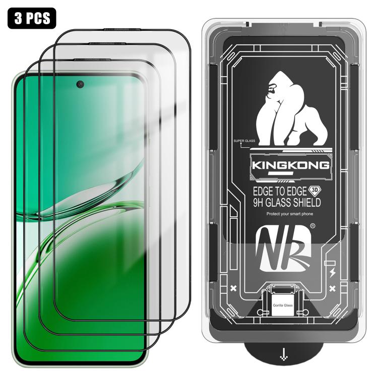 For OPPO A3 5G Global 3pcs Easy Install Box Dust-Free 3D Curved Edge HD Electroplated Explosion-Proof Tempered Glass Film