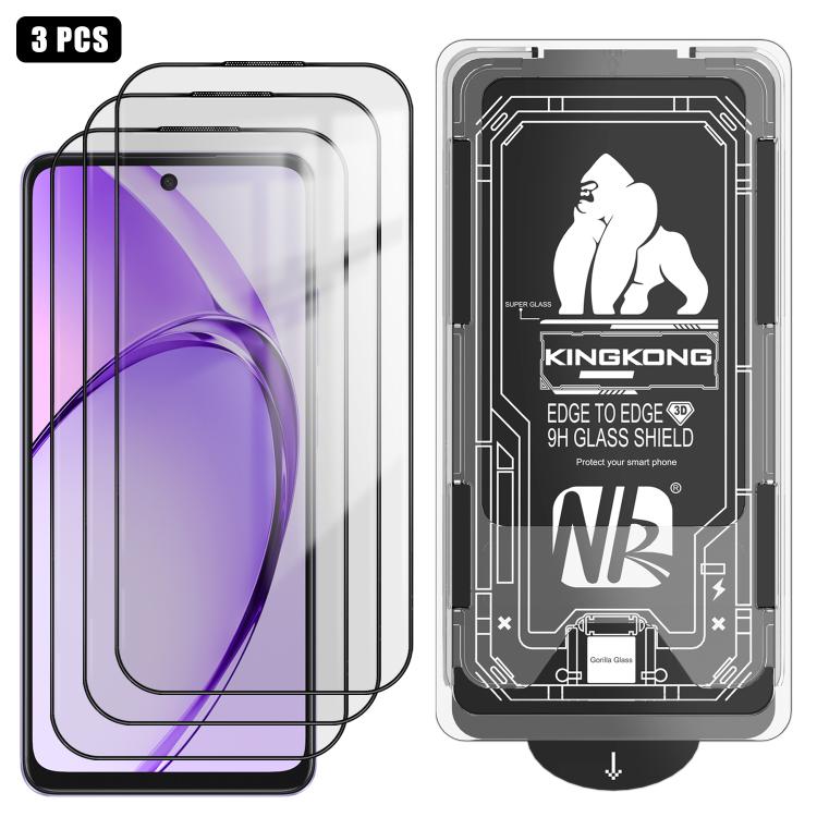 For OPPO A3i 3pcs Easy Install Box Dust-Free 3D Curved Edge HD Electroplated Explosion-Proof Tempered Glass Film