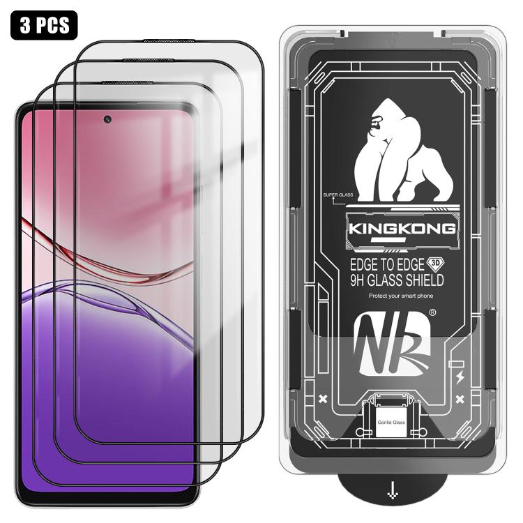 For OPPO A5x 3pcs Easy Install Box Dust-Free 3D Curved Edge HD Electroplated Explosion-Proof Tempered Glass Film