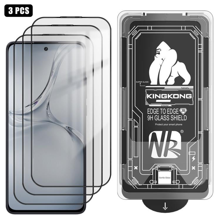 For OPPO K12x 3pcs Easy Install Box Dust-Free 3D Curved Edge HD Electroplated Explosion-Proof Tempered Glass Film