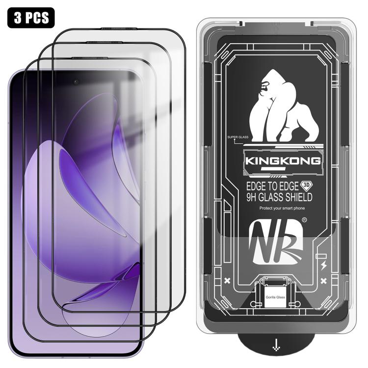 For OPPO Reno13 Global 3pcs Easy Install Box Dust-Free 3D Curved Edge HD Electroplated Explosion-Proof Tempered Glass Film