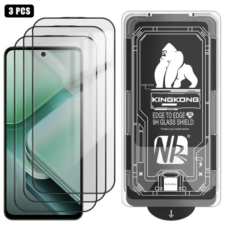 For vivo iQOO Z9x 3pcs Easy Install Box Dust-Free 3D Curved Edge HD Electroplated Explosion-Proof Tempered Glass Film