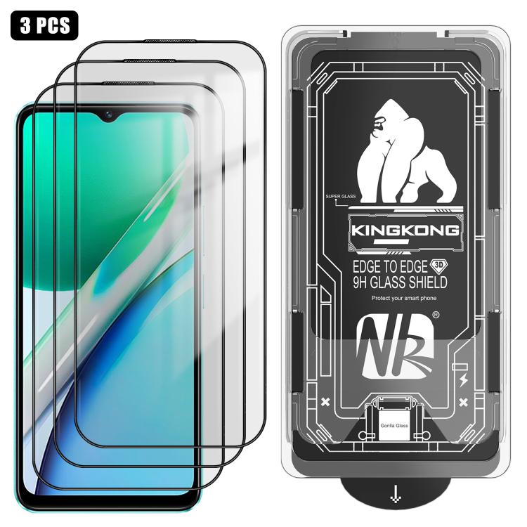 For vivo Y28 3pcs Easy Install Box Dust-Free 3D Curved Edge HD Electroplated Explosion-Proof Tempered Glass Film