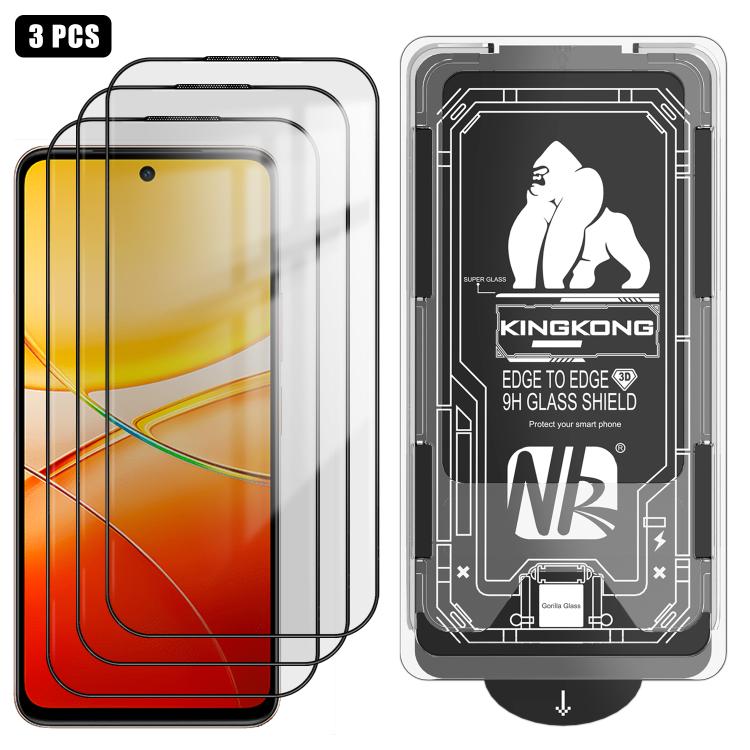 For vivo Y37 Pro 3pcs Easy Install Box Dust-Free 3D Curved Edge HD Electroplated Explosion-Proof Tempered Glass Film