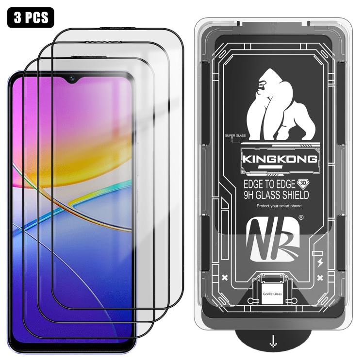 For vivo Y37 3pcs Easy Install Box Dust-Free 3D Curved Edge HD Electroplated Explosion-Proof Tempered Glass Film