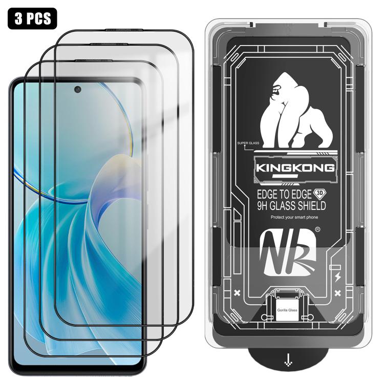 For vivo Y100i 3pcs Easy Install Box Dust-Free 3D Curved Edge HD Electroplated Explosion-Proof Tempered Glass Film