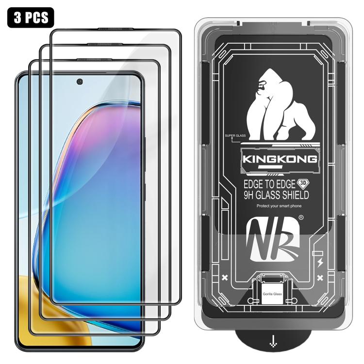 For vivo Y200 GT 3pcs Easy Install Box Dust-Free 3D Curved Edge HD Electroplated Explosion-Proof Tempered Glass Film