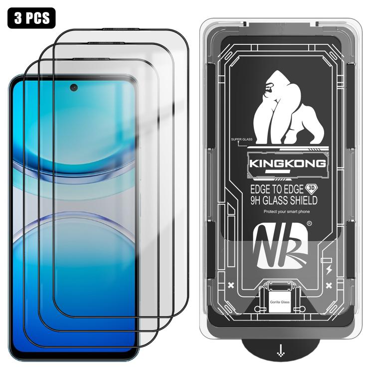 For vivo Y300T 3pcs Easy Install Box Dust-Free 3D Curved Edge HD Electroplated Explosion-Proof Tempered Glass Film