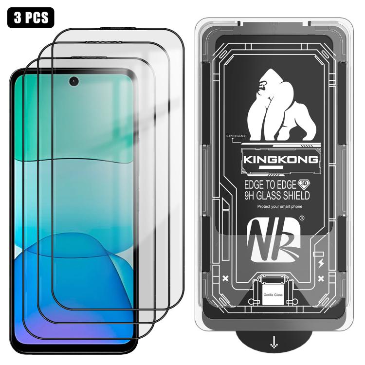 For Redmi 13x 3pcs Easy Install Box Dust-Free 3D Curved Edge HD Electroplated Explosion-Proof Tempered Glass Film