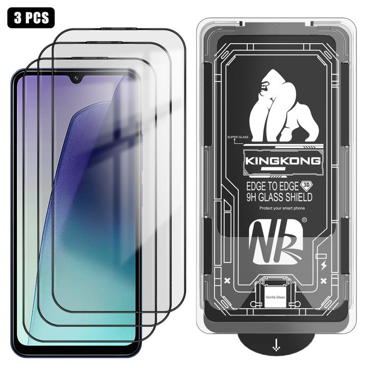 For Redmi 14R 3pcs Easy Install Box Dust-Free 3D Curved Edge HD Electroplated Explosion-Proof Tempered Glass Film
