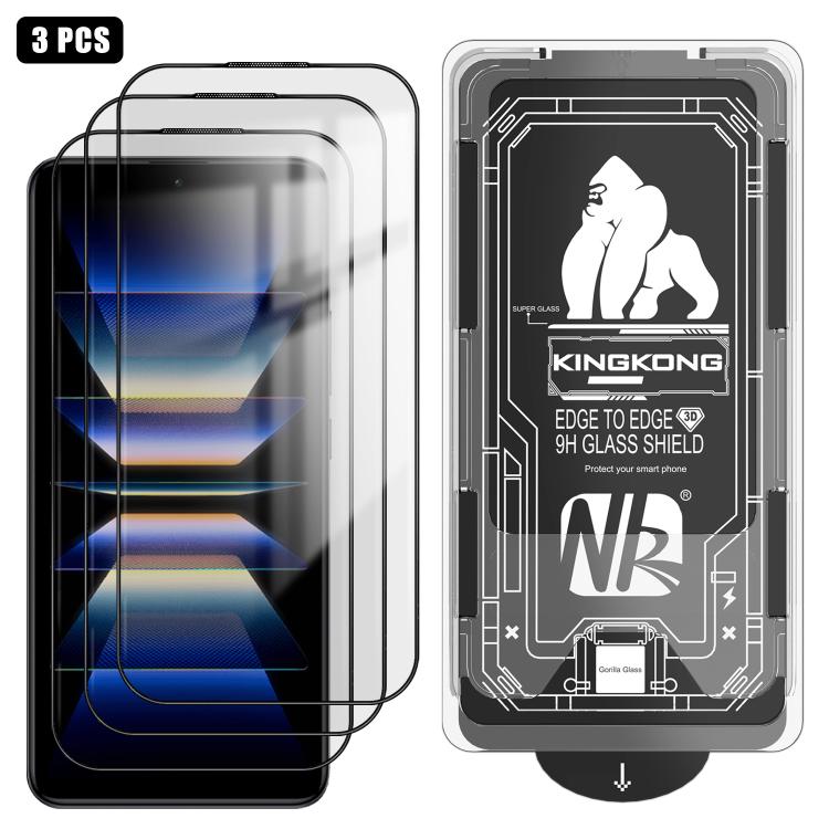 For Redmi K60 Pro 3pcs Easy Install Box Dust-Free 3D Curved Edge HD Electroplated Explosion-Proof Tempered Glass Film