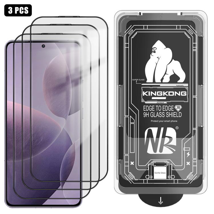 For Redmi K70 3pcs Easy Install Box Dust-Free 3D Curved Edge HD Electroplated Explosion-Proof Tempered Glass Film