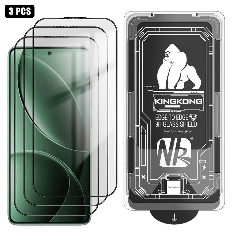 For Redmi K80 3pcs Easy Install Box Dust-Free 3D Curved Edge HD Electroplated Explosion-Proof Tempered Glass Film