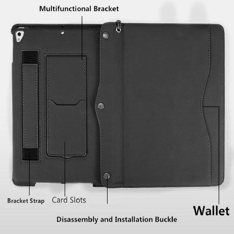 Business Style Horizontal Flip Leather Case for iPad 9.7 (2018) / (2017) / Air 1 / Air 2 / iPad Pro 9.7 inch, Can Be Disassembled and Separated for Use, with Wallet & Card Slot & Holder & Lanyard