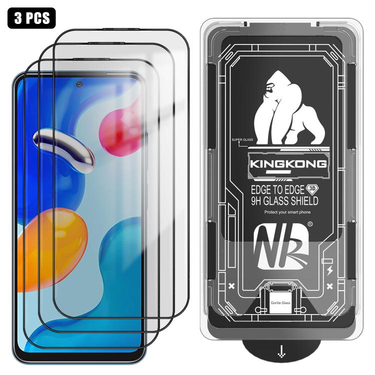 For Redmi Note 11S 5G 3pcs Easy Install Box Dust-Free 3D Curved Edge HD Electroplated Explosion-Proof Tempered Glass Film