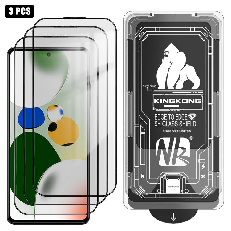For Redmi Note 12 Pro Speed 3pcs Easy Install Box Dust-Free 3D Curved Edge HD Electroplated Explosion-Proof Tempered Glass Film