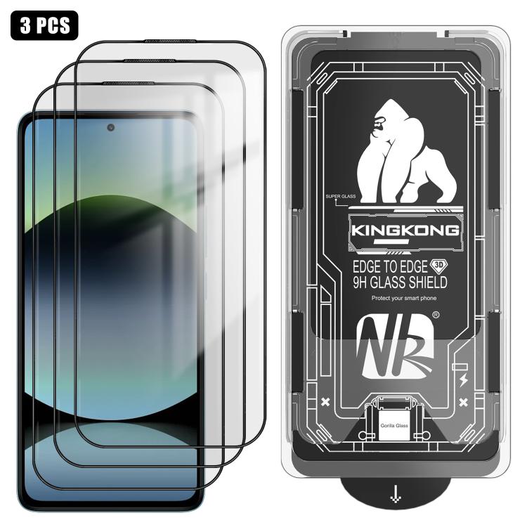 For Redmi Note 14 5G 3pcs Easy Install Box Dust-Free 3D Curved Edge HD Electroplated Explosion-Proof Tempered Glass Film