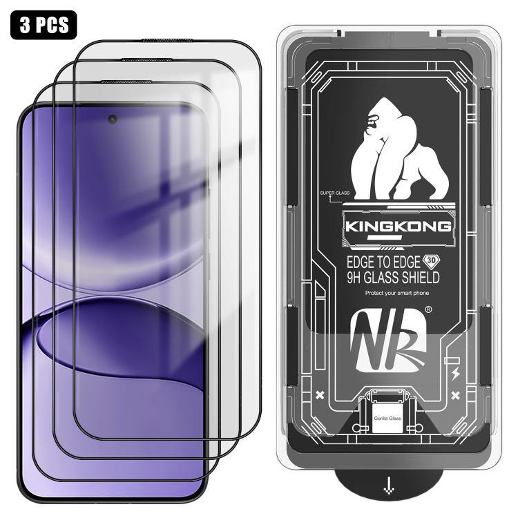 For Redmi Turbo 4 Pro 3pcs Easy Install Box Dust-Free 3D Curved Edge HD Electroplated Explosion-Proof Tempered Glass Film