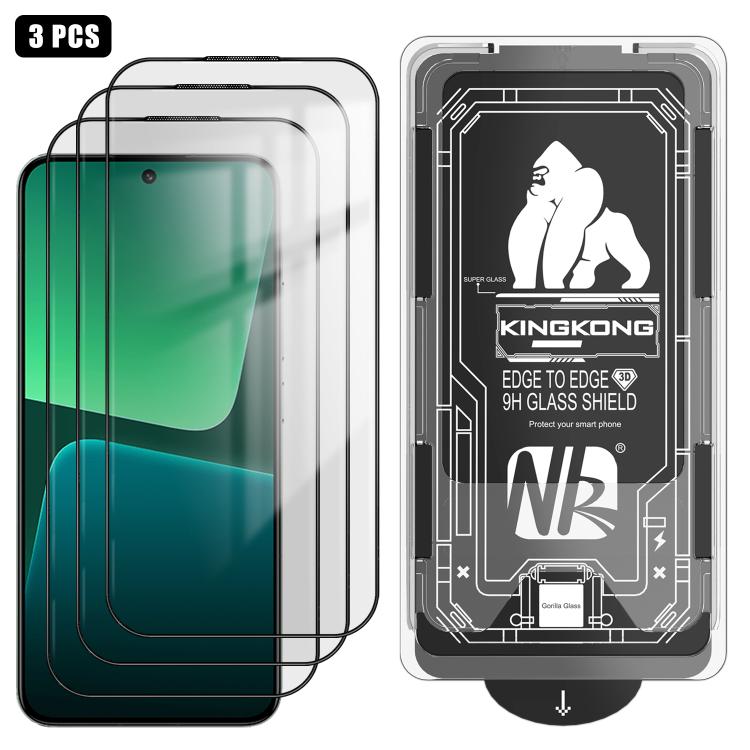 For Xiaomi 13 3pcs Easy Install Box Dust-Free 3D Curved Edge HD Electroplated Explosion-Proof Tempered Glass Film