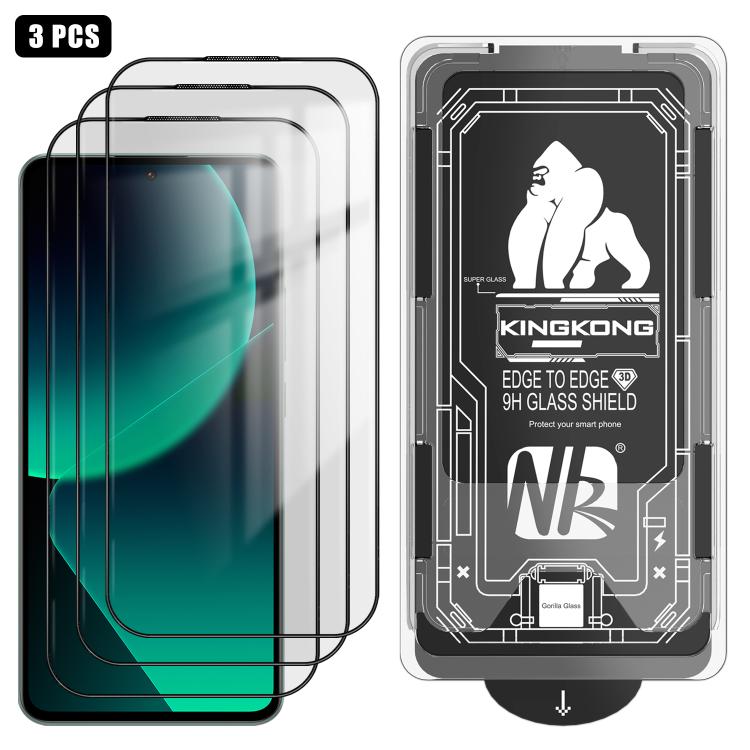 For Xiaomi 13T Pro 3pcs Easy Install Box Dust-Free 3D Curved Edge HD Electroplated Explosion-Proof Tempered Glass Film