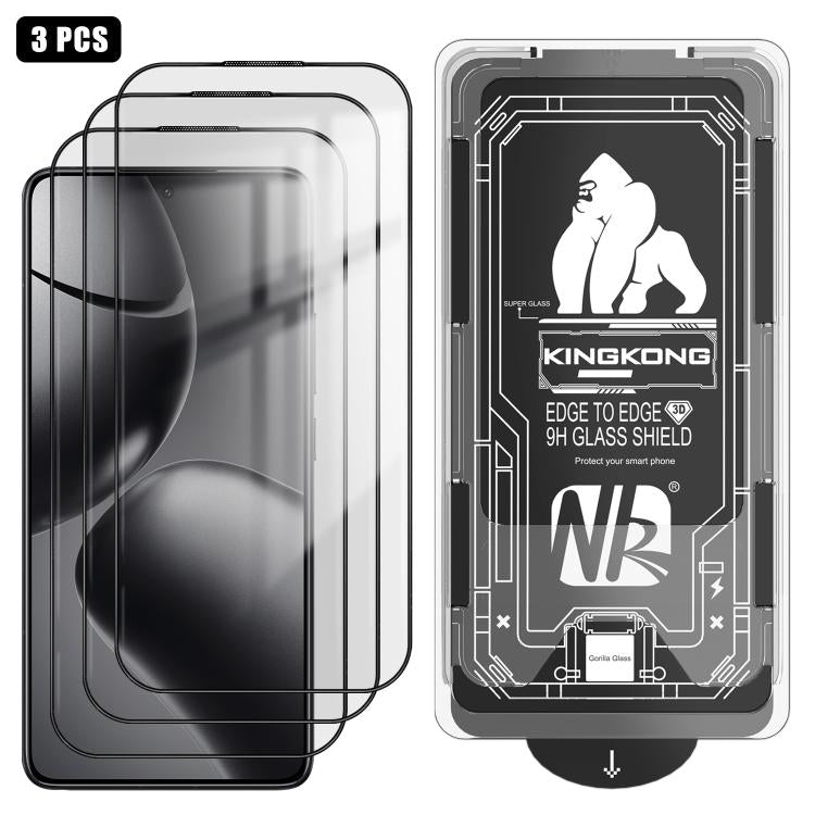 For Xiaomi 14T Pro 3pcs Easy Install Box Dust-Free 3D Curved Edge HD Electroplated Explosion-Proof Tempered Glass Film