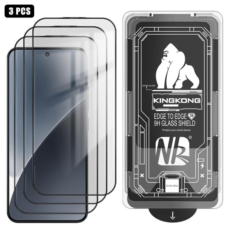 For Xiaomi 15 3pcs Easy Install Box Dust-Free 3D Curved Edge HD Electroplated Explosion-Proof Tempered Glass Film