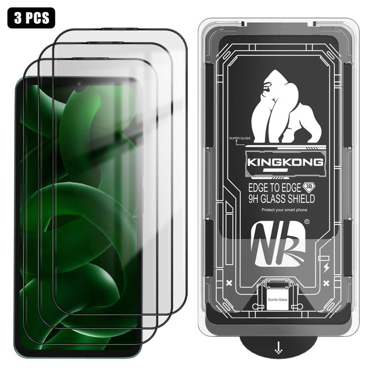 For Xiaomi Poco C55 3pcs Easy Install Box Dust-Free 3D Curved Edge HD Electroplated Explosion-Proof Tempered Glass Film
