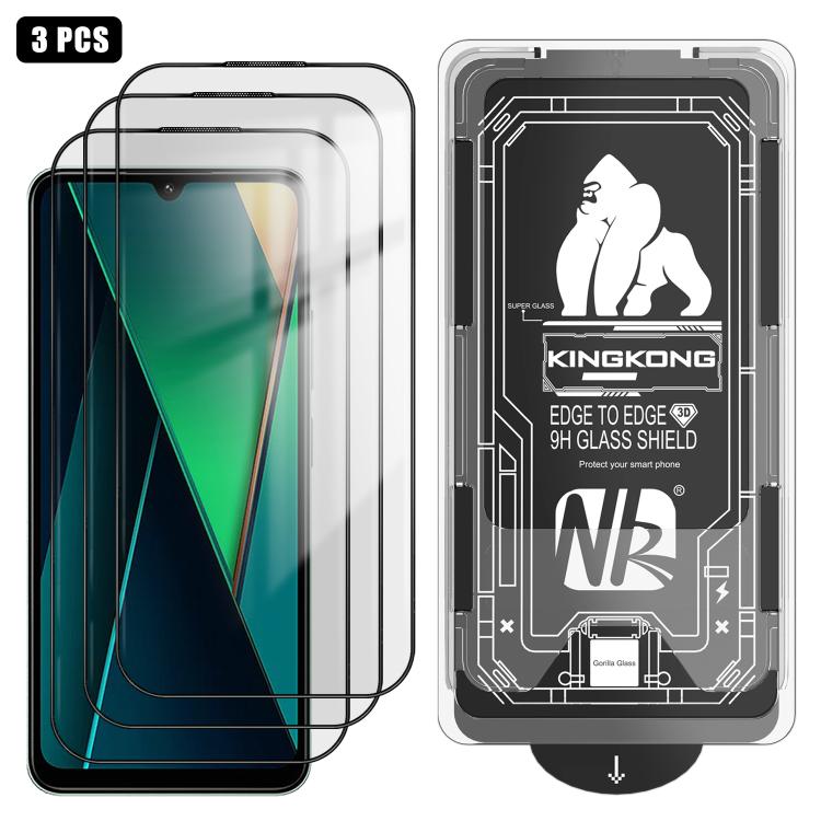 For Xiaomi Poco C75 3pcs Easy Install Box Dust-Free 3D Curved Edge HD Electroplated Explosion-Proof Tempered Glass Film
