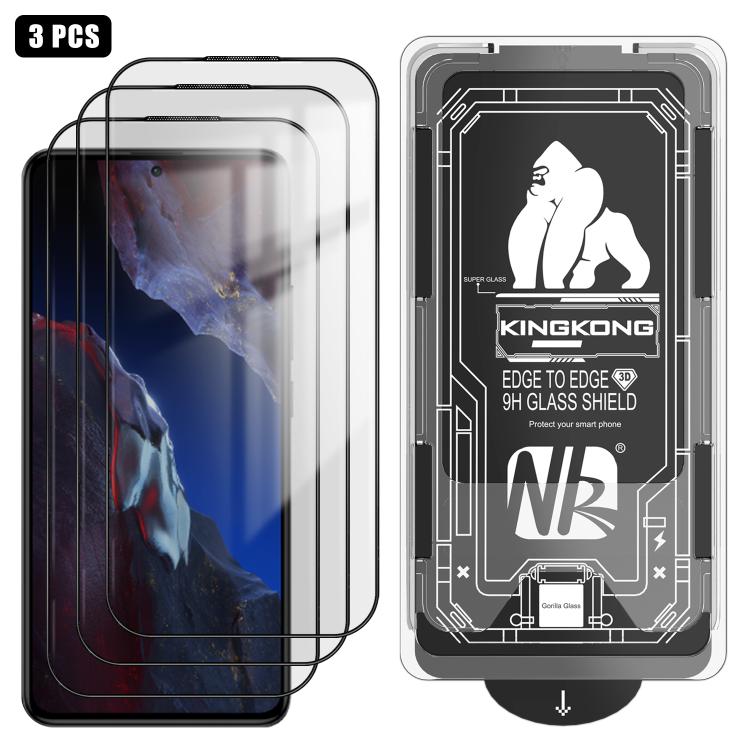 For Xiaomi Poco F5 Pro 3pcs Easy Install Box Dust-Free 3D Curved Edge HD Electroplated Explosion-Proof Tempered Glass Film
