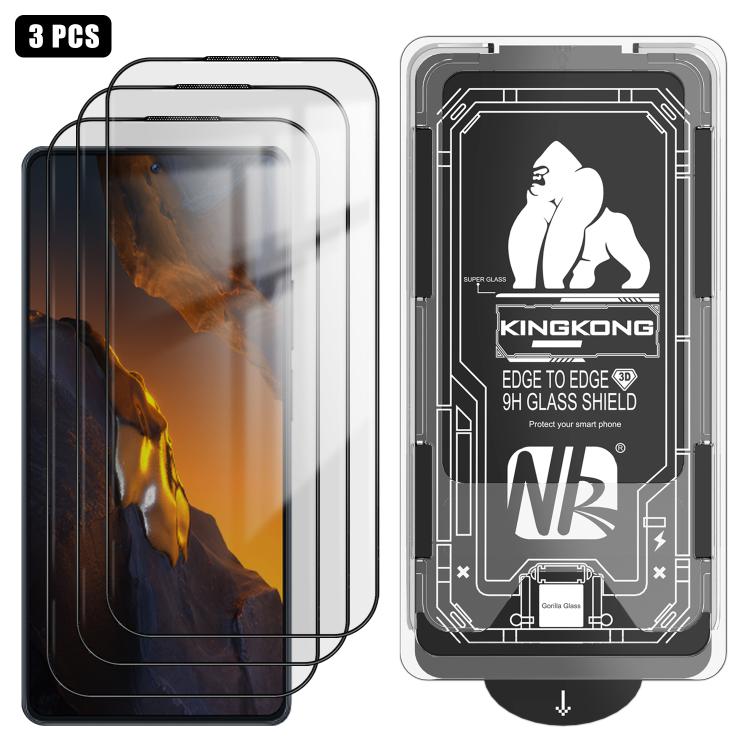For Xiaomi Poco F5 3pcs Easy Install Box Dust-Free 3D Curved Edge HD Electroplated Explosion-Proof Tempered Glass Film