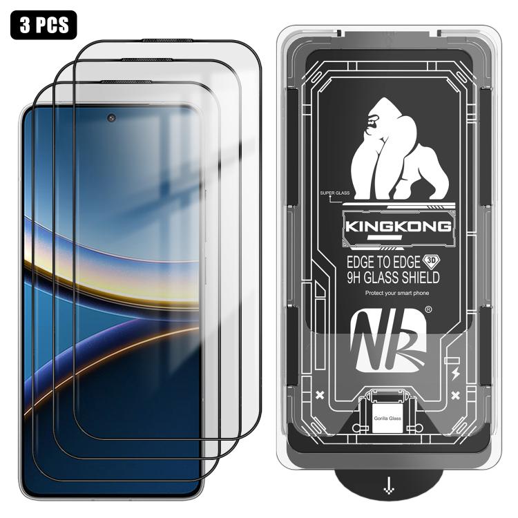 For Xiaomi Poco F7 Pro 3pcs Easy Install Box Dust-Free 3D Curved Edge HD Electroplated Explosion-Proof Tempered Glass Film
