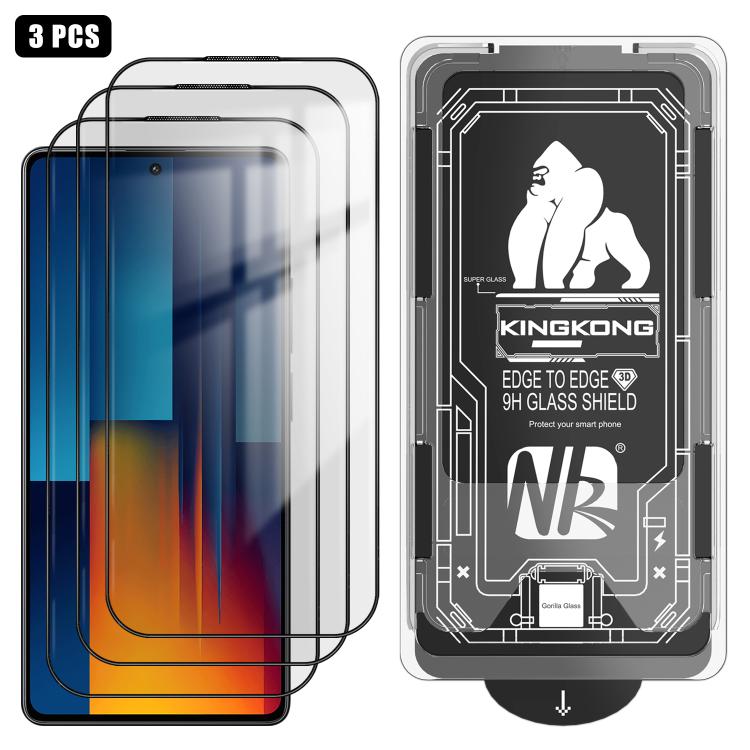 For Xiaomi Poco M6 Pro 4G 3pcs Easy Install Box Dust-Free 3D Curved Edge HD Electroplated Explosion-Proof Tempered Glass Film