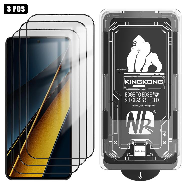 For Xiaomi Poco X6 Pro 5G 3pcs Easy Install Box Dust-Free 3D Curved Edge HD Electroplated Explosion-Proof Tempered Glass Film