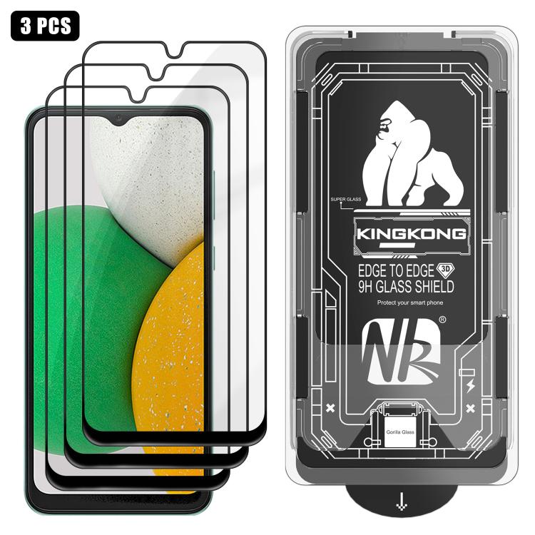 For Samsung Galaxy A04 Core 3pcs Easy Install Box Dust-Free 3D Curved Edge HD Electroplated Explosion-Proof Tempered Glass Film