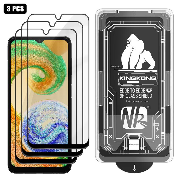 For Samsung Galaxy A04s 3pcs Easy Install Box Dust-Free 3D Curved Edge HD Electroplated Explosion-Proof Tempered Glass Film