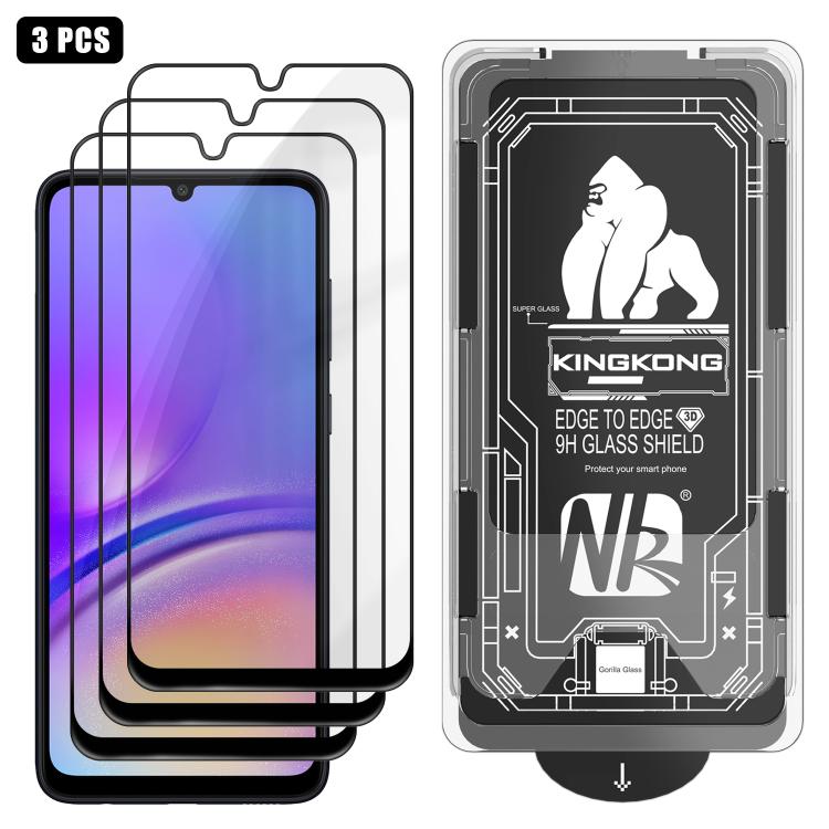 For Samsung Galaxy A05 3pcs Easy Install Box Dust-Free 3D Curved Edge HD Electroplated Explosion-Proof Tempered Glass Film