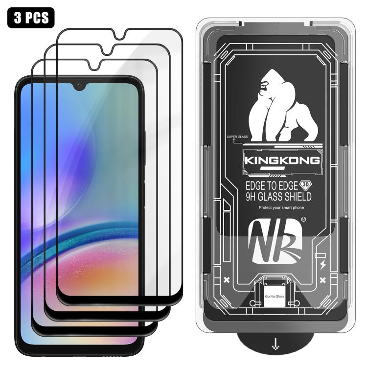 For Samsung Galaxy A05s 3pcs Easy Install Box Dust-Free 3D Curved Edge HD Electroplated Explosion-Proof Tempered Glass Film