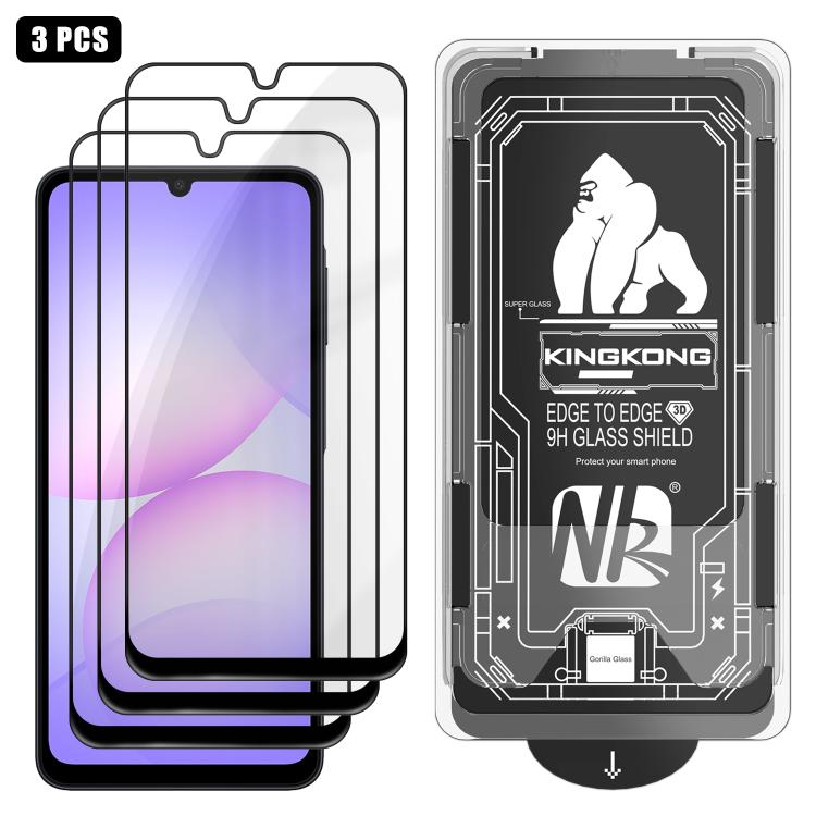 For Samsung Galaxy A07 3pcs Easy Install Box Dust-Free 3D Curved Edge HD Electroplated Explosion-Proof Tempered Glass Film