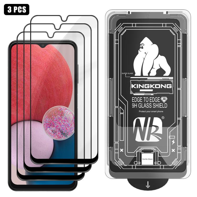 For Samsung Galaxy A13 4G 3pcs Easy Install Box Dust-Free 3D Curved Edge HD Electroplated Explosion-Proof Tempered Glass Film