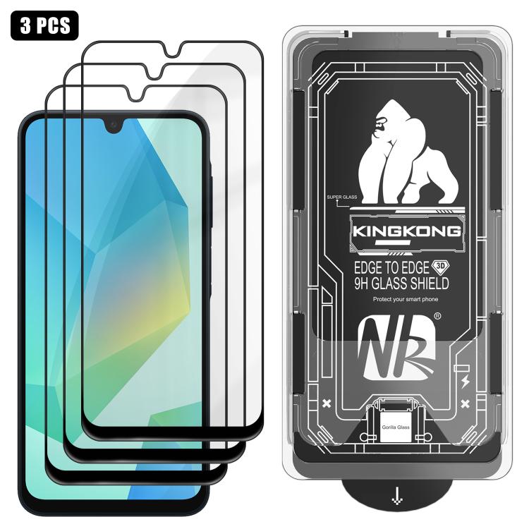 For Samsung Galaxy A16 3pcs Easy Install Box Dust-Free 3D Curved Edge HD Electroplated Explosion-Proof Tempered Glass Film