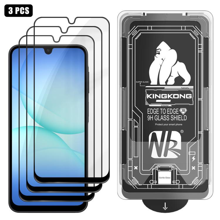 For Samsung Galaxy A17 5G 3pcs Easy Install Box Dust-Free 3D Curved Edge HD Electroplated Explosion-Proof Tempered Glass Film
