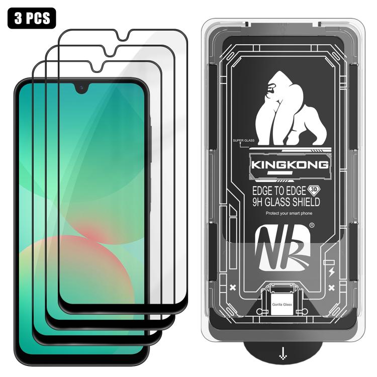 For Samsung Galaxy A26 5G 3pcs Easy Install Box Dust-Free 3D Curved Edge HD Electroplated Explosion-Proof Tempered Glass Film