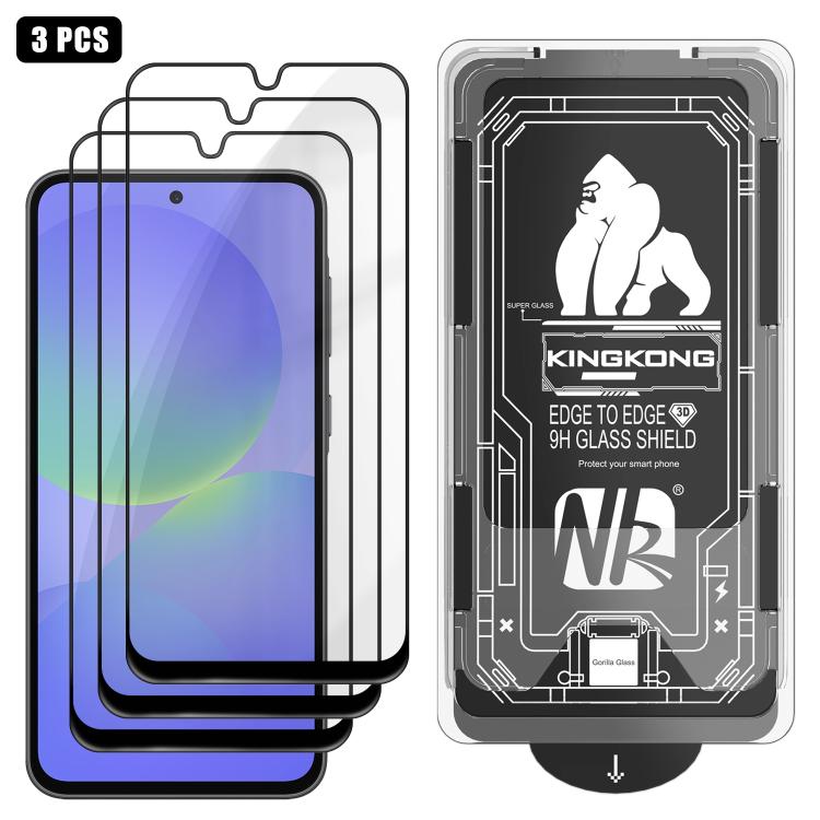 For Samsung Galaxy A36 5G 3pcs Easy Install Box Dust-Free 3D Curved Edge HD Electroplated Explosion-Proof Tempered Glass Film